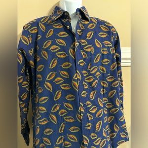 VTG Chamois Mens Shirt Flannel Fall Leaf Print